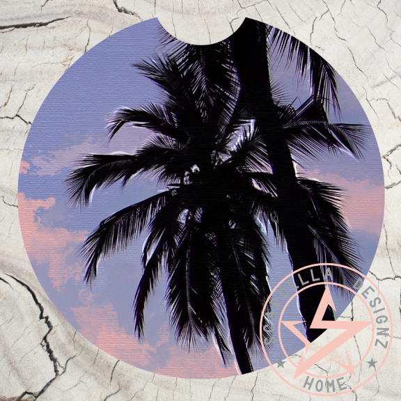 Round Car Coaster (Palm Tree Designs)