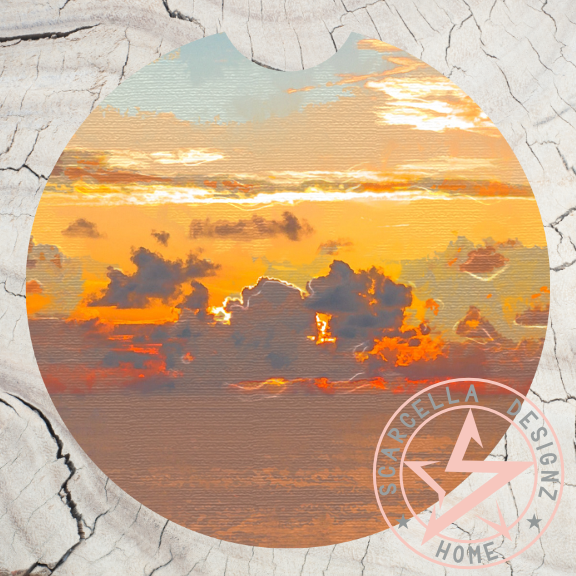Round Car Coaster (Palm Tree Designs)