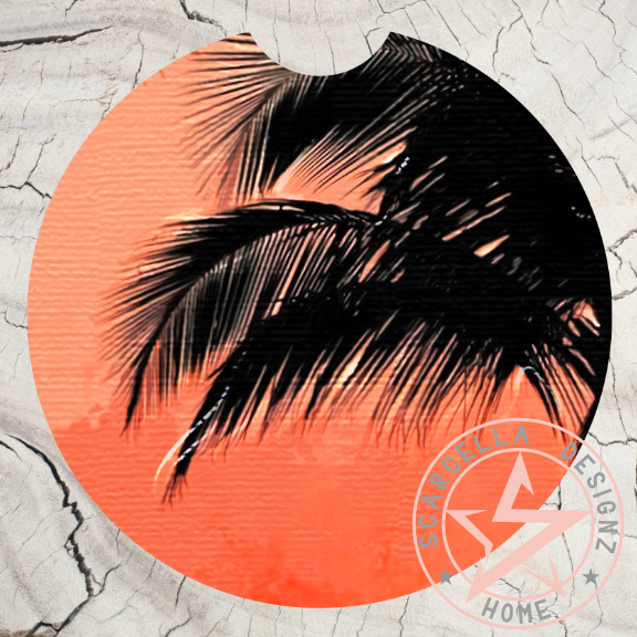 Round Car Coaster (Palm Tree Designs)