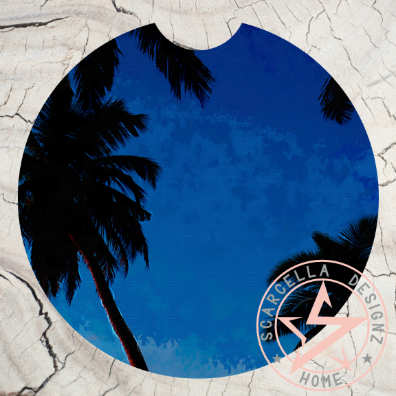 Round Car Coaster (Palm Tree Designs)