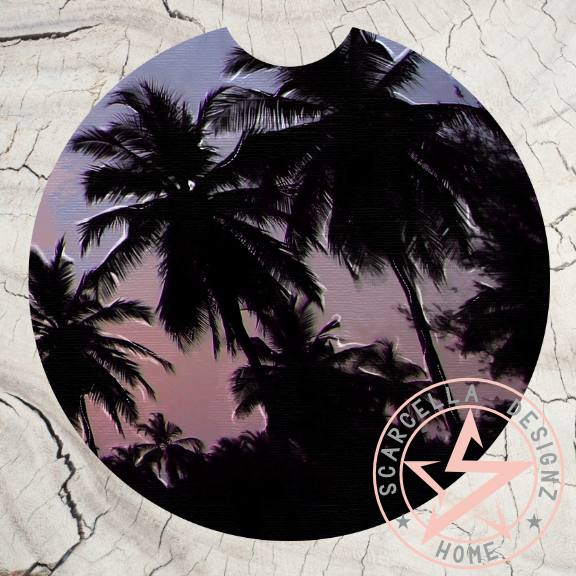 Round Car Coaster (Palm Tree Designs)