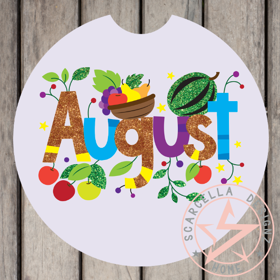 Round Car Coaster (Months of the Year Designs)