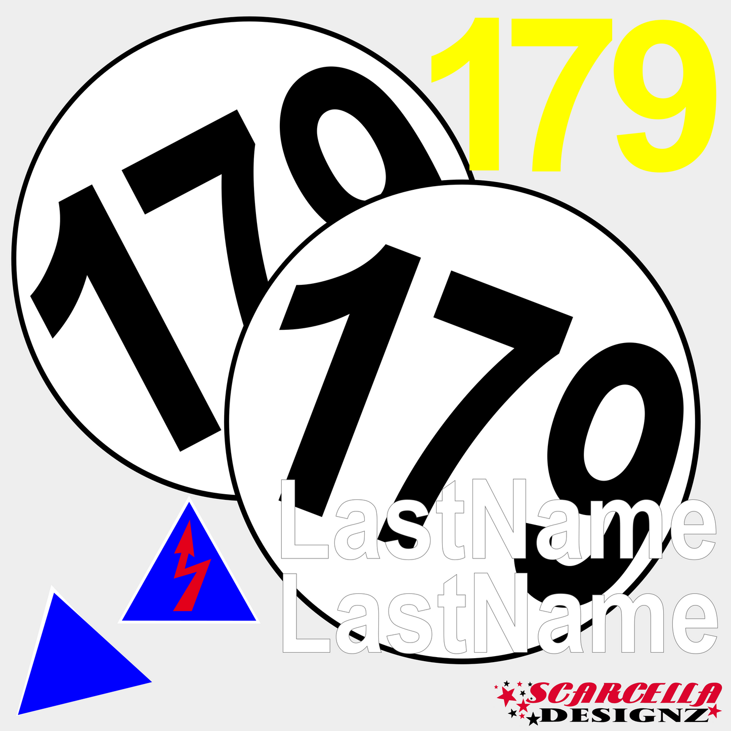 Basic Magnetic Track Day with 2 Colour Round Background (3 Numbers)