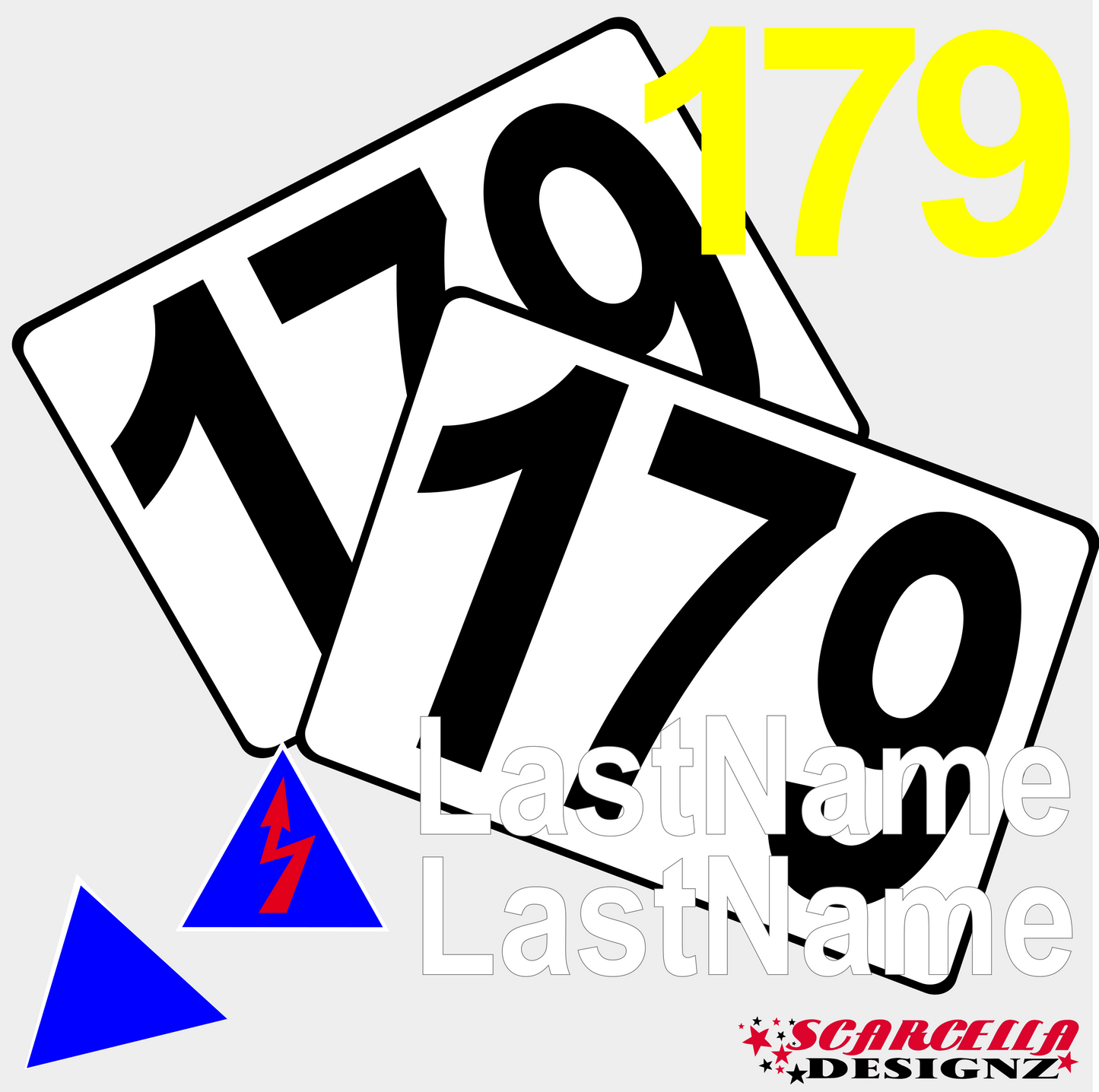 Basic Magnetic Track Day with 2 Colour Rectangle Background (3 Numbers)