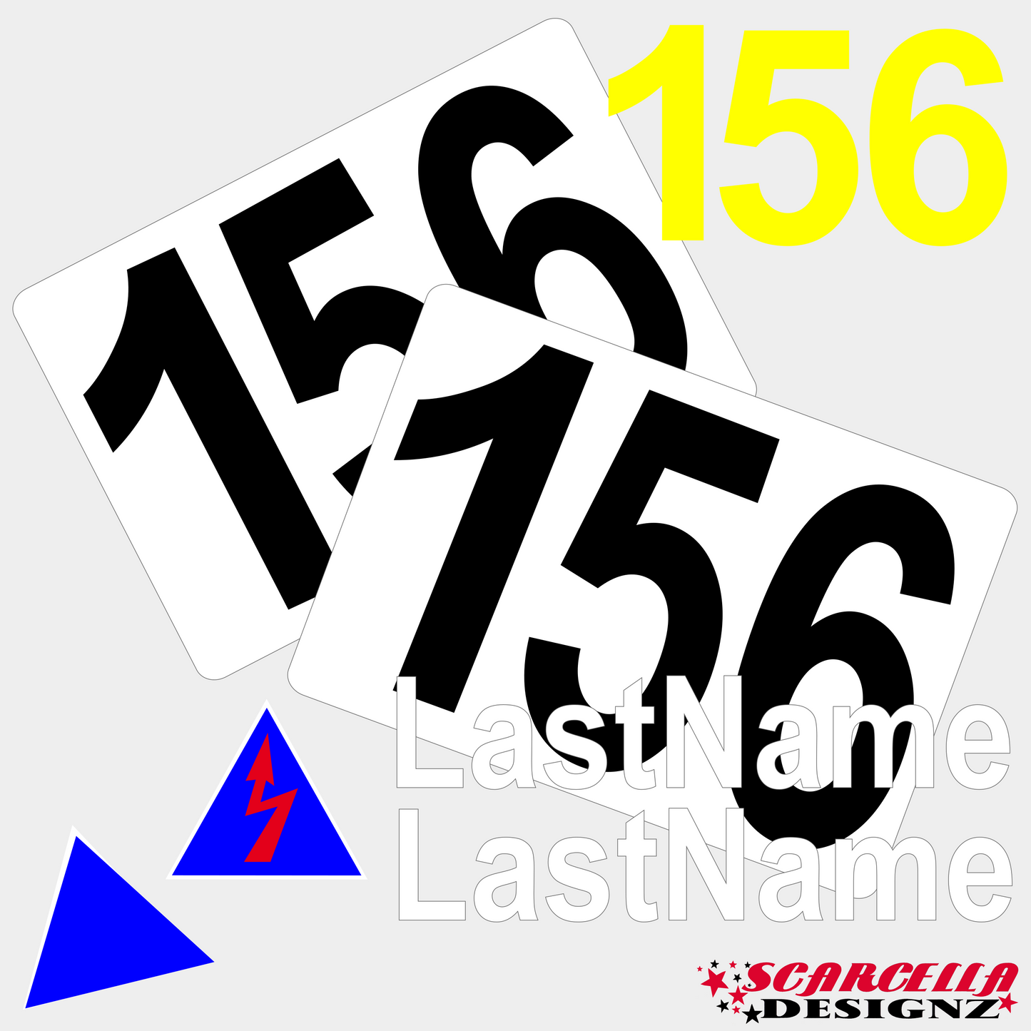 Basic Magnetic Track Day with Rectangle Background (3 Numbers)