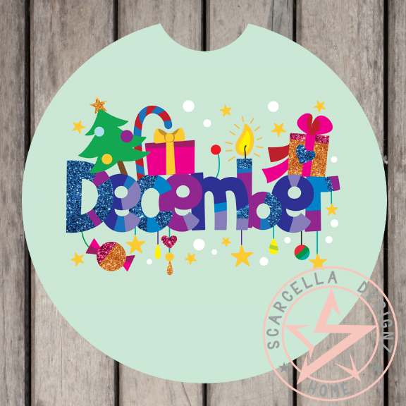 Round Car Coaster (Months of the Year Designs)