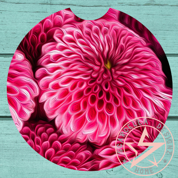 Round Car Coaster (Flower Designs)