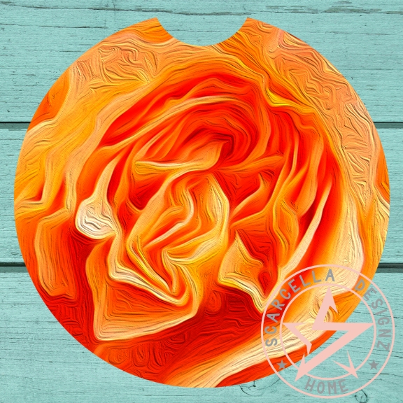 Round Car Coaster (Flower Designs)