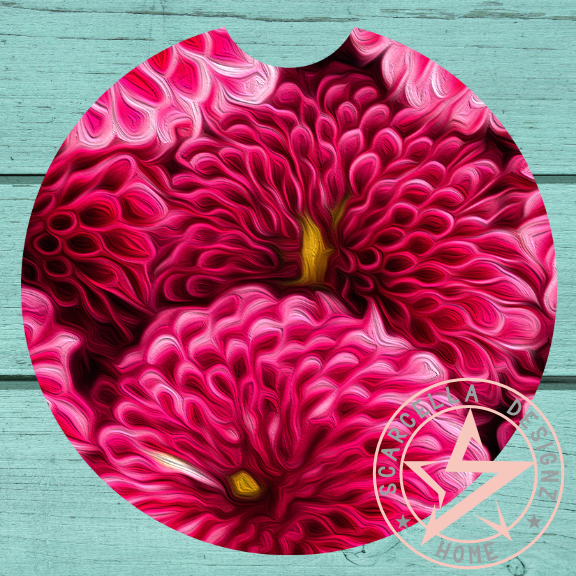 Round Car Coaster (Flower Designs)