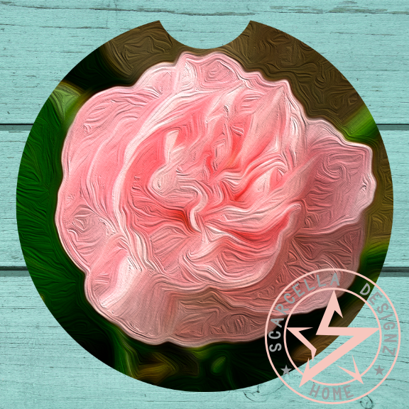 Round Car Coaster (Flower Designs)