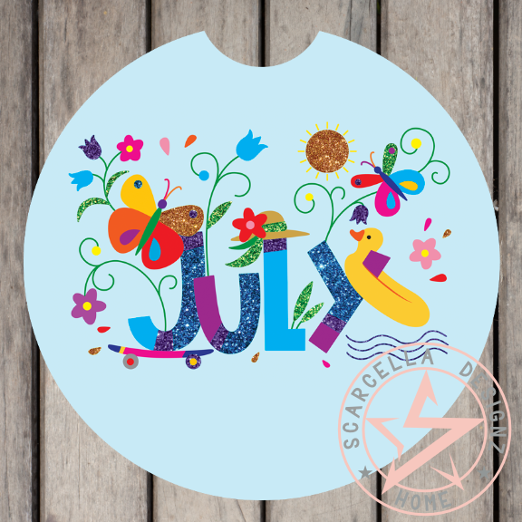 Round Car Coaster (Months of the Year Designs)
