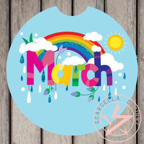 Round Car Coaster (Months of the Year Designs)