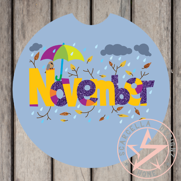 Round Car Coaster (Months of the Year Designs)