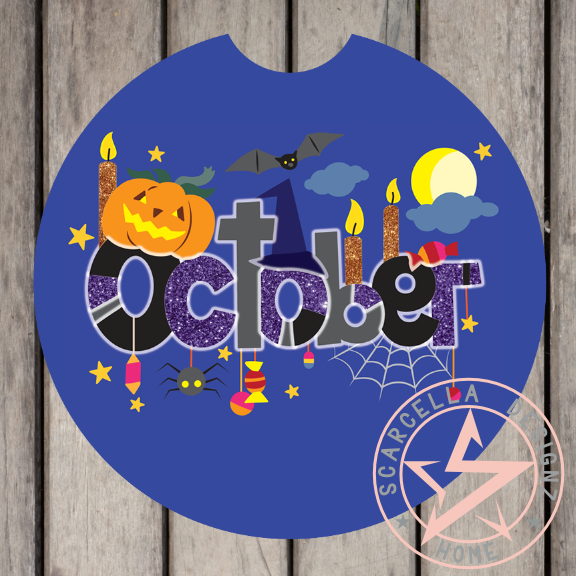 Round Car Coaster (Months of the Year Designs)