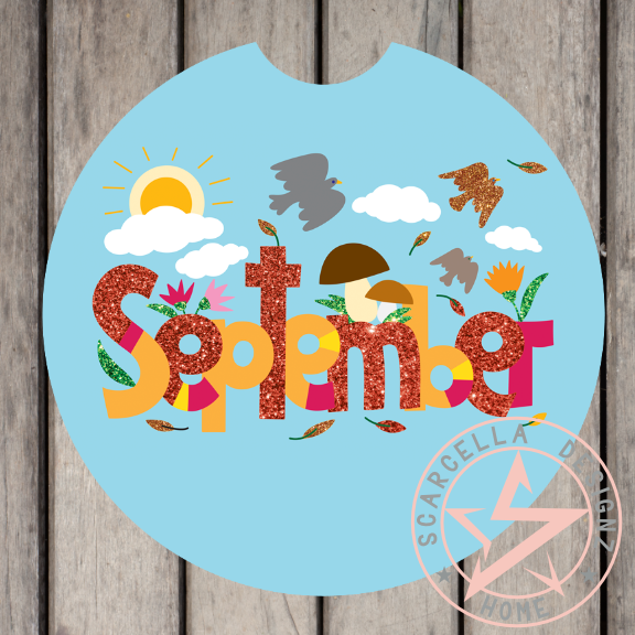 Round Car Coaster (Months of the Year Designs)
