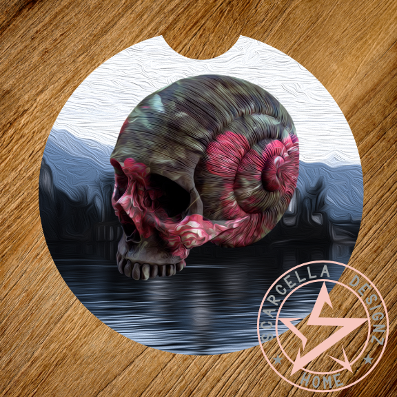 Round Car Coaster (Skull Designs)