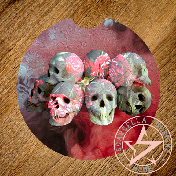 Round Car Coaster (Skull Designs)