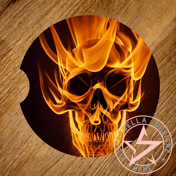 Round Car Coaster (Skull Designs)