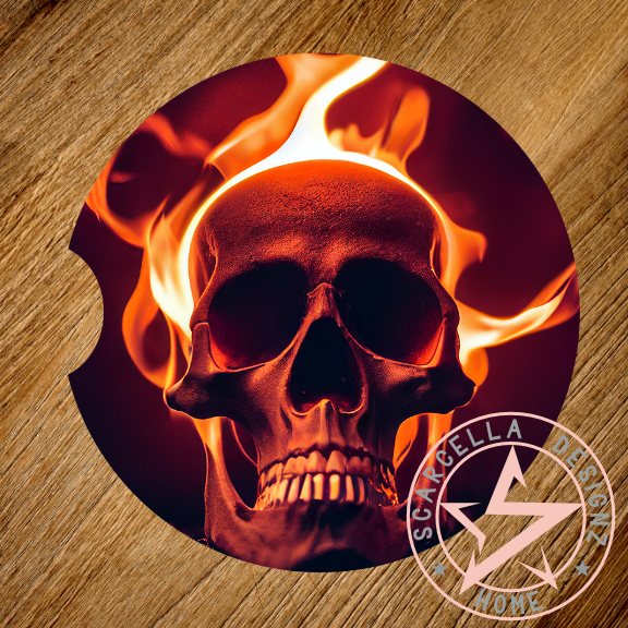 Round Car Coaster (Skull Designs)