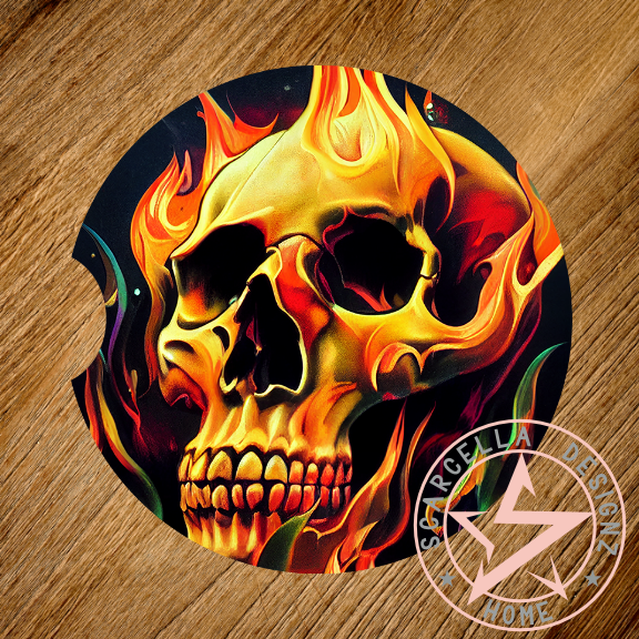 Round Car Coaster (Skull Designs)