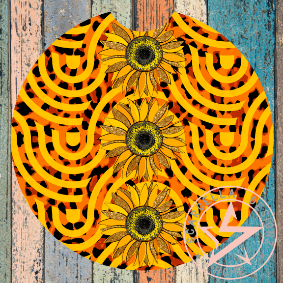 Round Car Coaster (Sunflower Designs)
