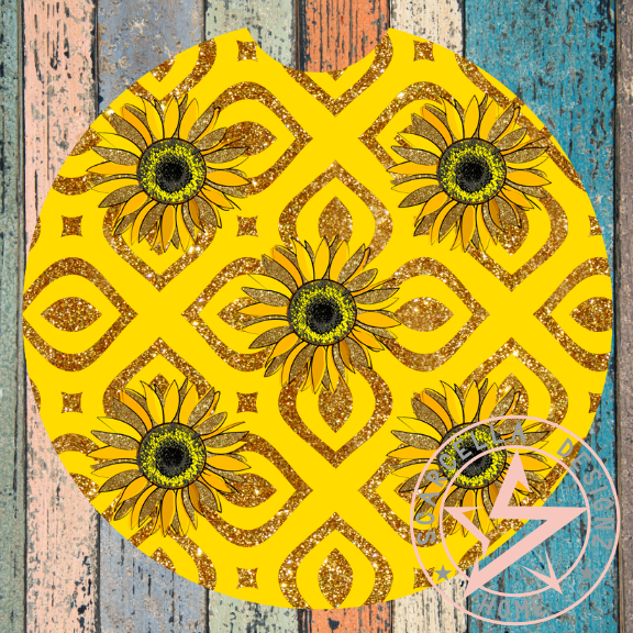 Round Car Coaster (Sunflower Designs)