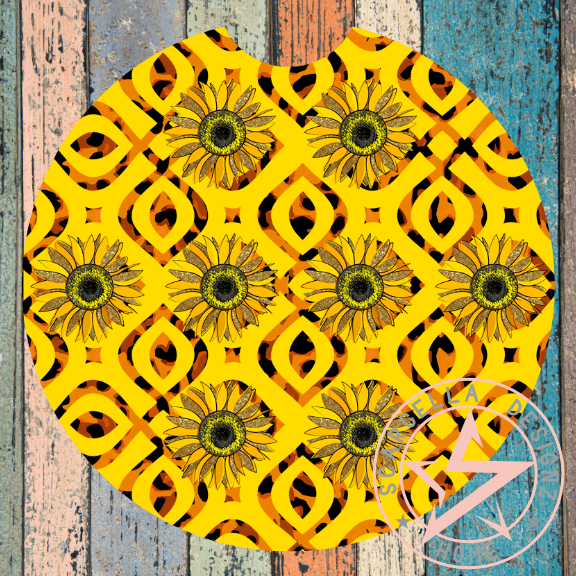 Round Car Coaster (Sunflower Designs)