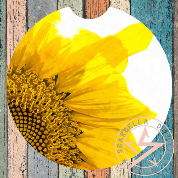 Round Car Coaster (Sunflower Designs)
