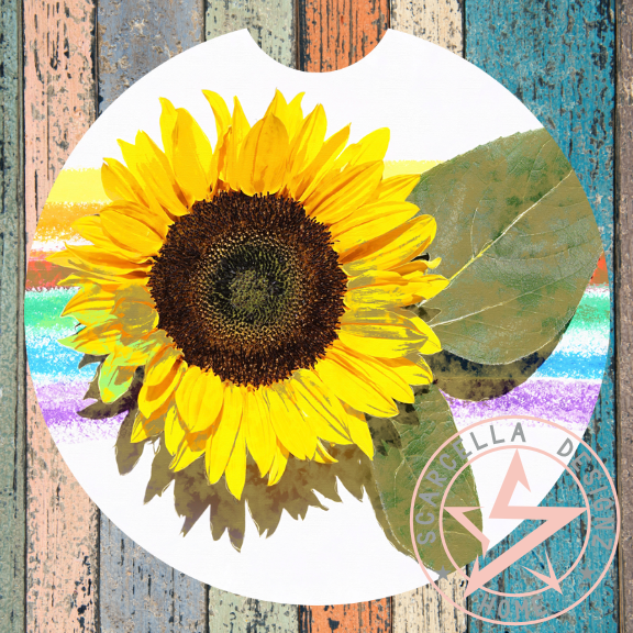 Round Car Coaster (Sunflower Designs)