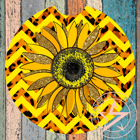 Round Car Coaster (Sunflower Designs)