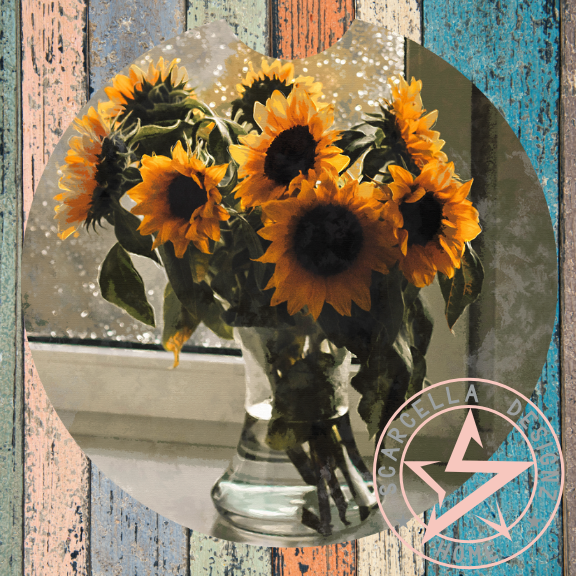 Round Car Coaster (Sunflower Designs)