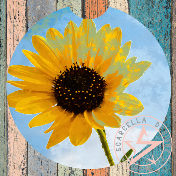 Round Car Coaster (Sunflower Designs)