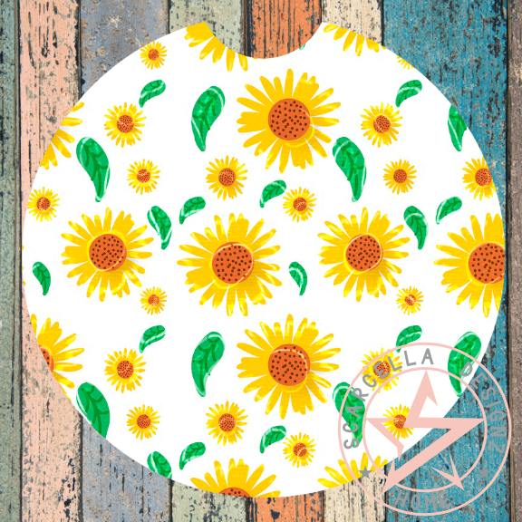 Round Car Coaster (Sunflower Designs)