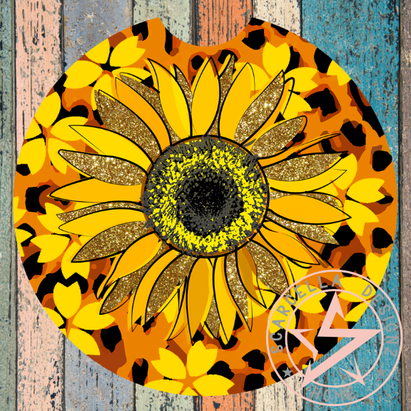 Round Car Coaster (Sunflower Designs)