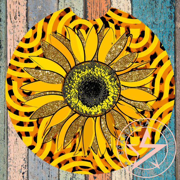 Round Car Coaster (Sunflower Designs)