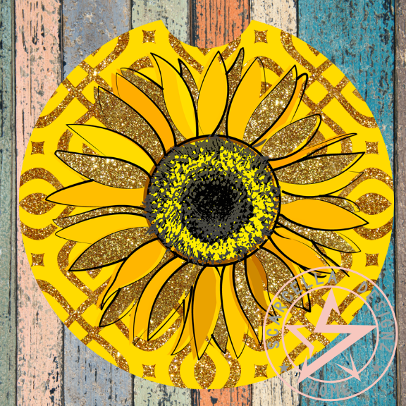 Round Car Coaster (Sunflower Designs)