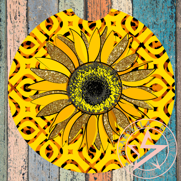 Round Car Coaster (Sunflower Designs)