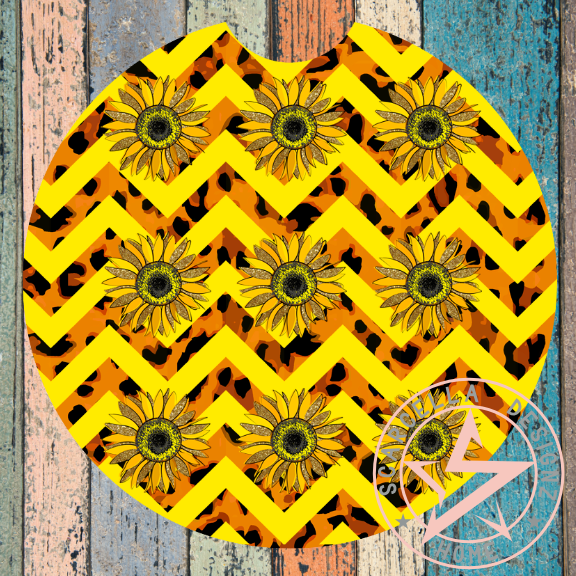 Round Car Coaster (Sunflower Designs)