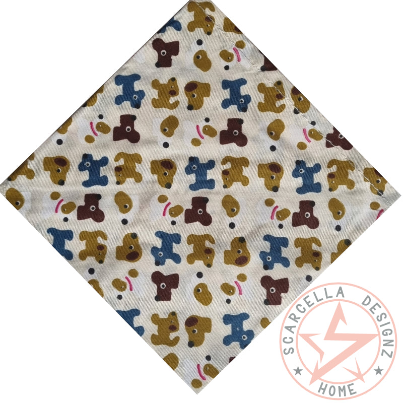 One Sided Printed Tie Up Cotton Pet Bandana