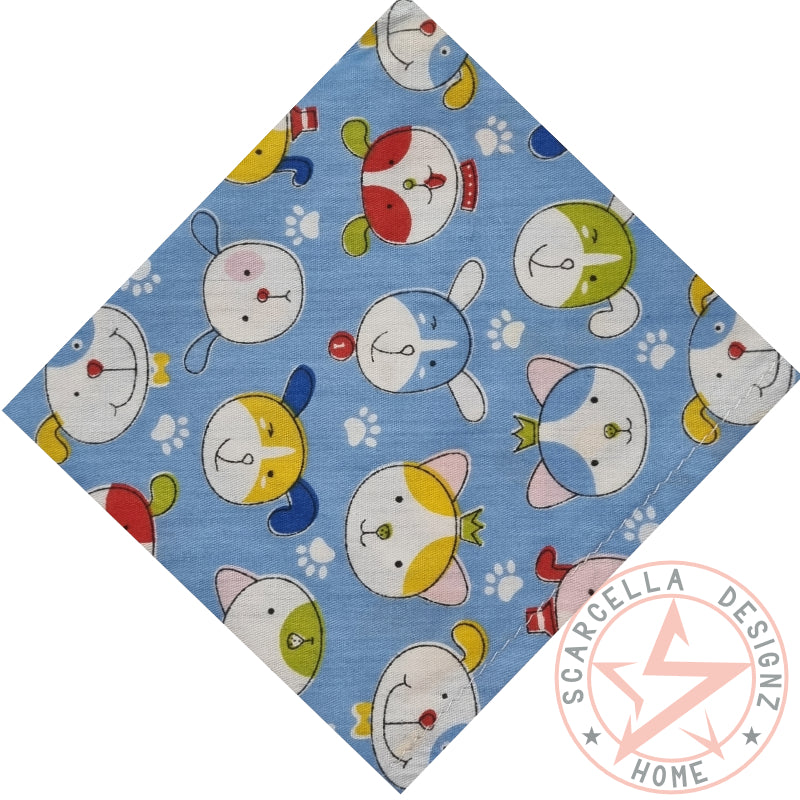 One Sided Printed Tie Up Cotton Pet Bandana