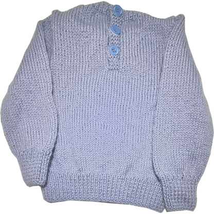 Hand Knitted Jumper Light Blue Jumper (Approx 3-6 months)