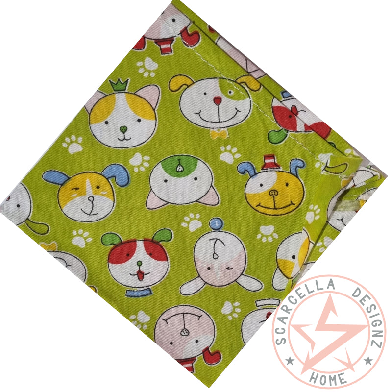 One Sided Printed Tie Up Cotton Pet Bandana