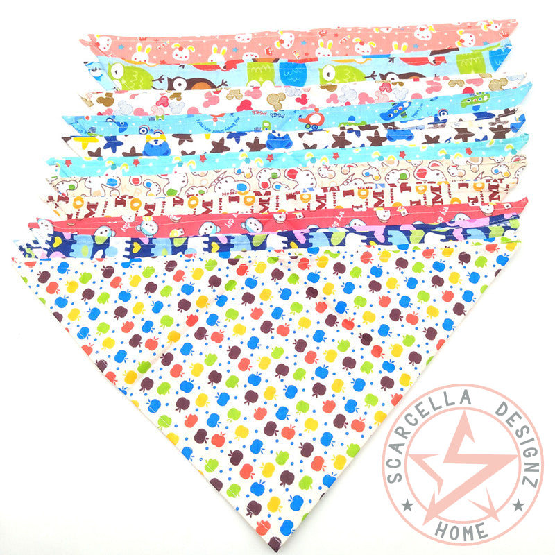 One Sided Printed Tie Up Cotton Pet Bandana