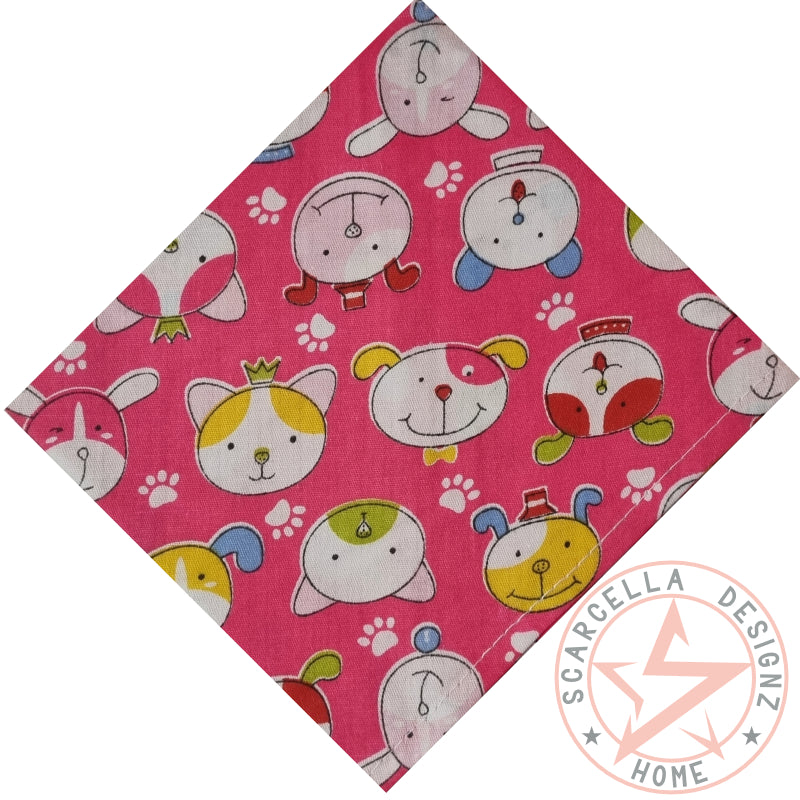 One Sided Printed Tie Up Cotton Pet Bandana