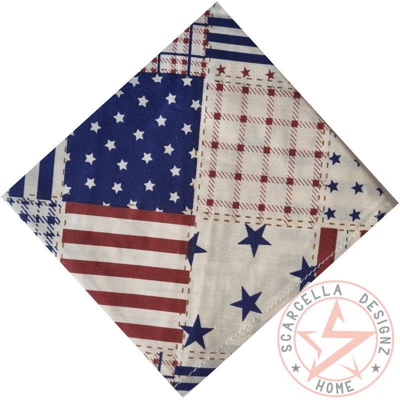 One Sided Printed Tie Up Cotton Pet Bandana