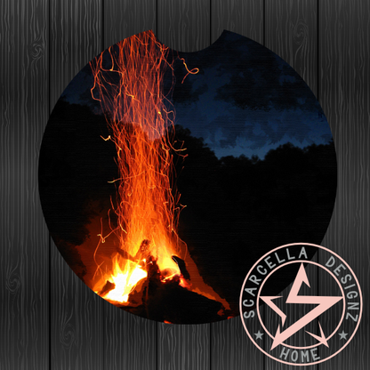 Round Car Coaster (Fire Designs)