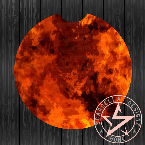 Round Car Coaster (Fire Designs)