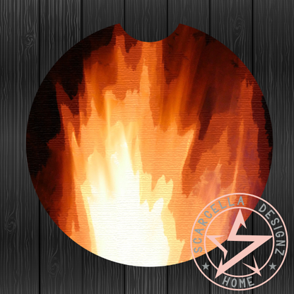 Round Car Coaster (Fire Designs)