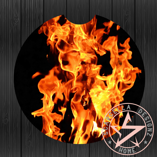 Round Car Coaster (Fire Designs)