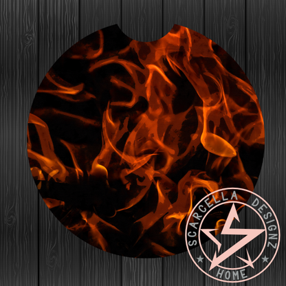 Round Car Coaster (Fire Designs)
